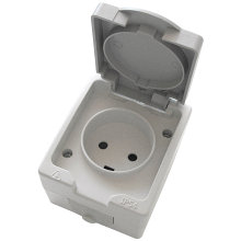 Stikkontakt m/jord enkelt stænktæt - Elworks